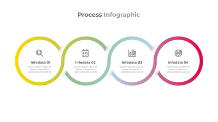 Modern 4 step process infographic template for business and education. Vector illustration.