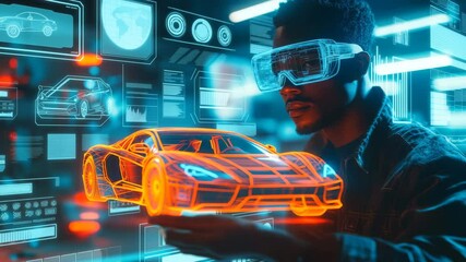 Futuristic Vehicle Design with Augmented Reality Interface - Powered by Adobe