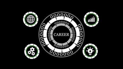 Abstract career development and growth concept illustrating global networking progress and creative idea generation for success