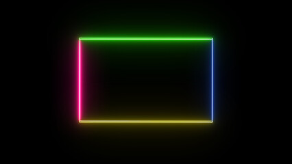 Vivid neon light rectangular frame design illuminated against a dark background futuristic modern vibrant artistic glowing border illustration abstract concept