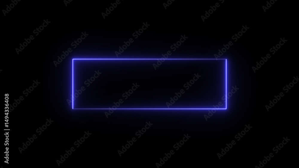 Poster glowing neon rectangular frame against a dark backdrop perfect for futuristic visuals and digital pr