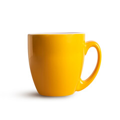 Yellow coffee cup on white background