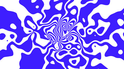 Abstract blue and white swirls and curves patterned design creates a dynamic optical illusion background for creative and modern graphic design purposes
