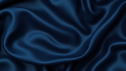 Fototapeta premium Black blue abstract background. Dark blue silk satin texture background. Shiny fabric with wavy soft pleats. Dark blue elegant background with copy space for your design
