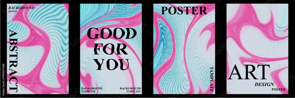 Aufkleber abstract poster set with wavy and textured grain effect. modern minimal design for creative backgrou