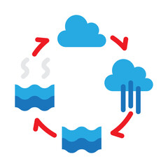 Water Cycle Vector Flat Icon Design