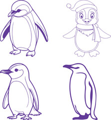 Fototapeta premium set of penguins on white background
