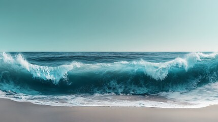 Fototapeta premium Majestic ocean waves crashing on sunny tropical beach high resolution picture