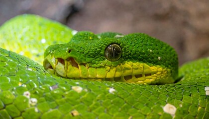 Fototapeta premium Closeup of a green tree snake.