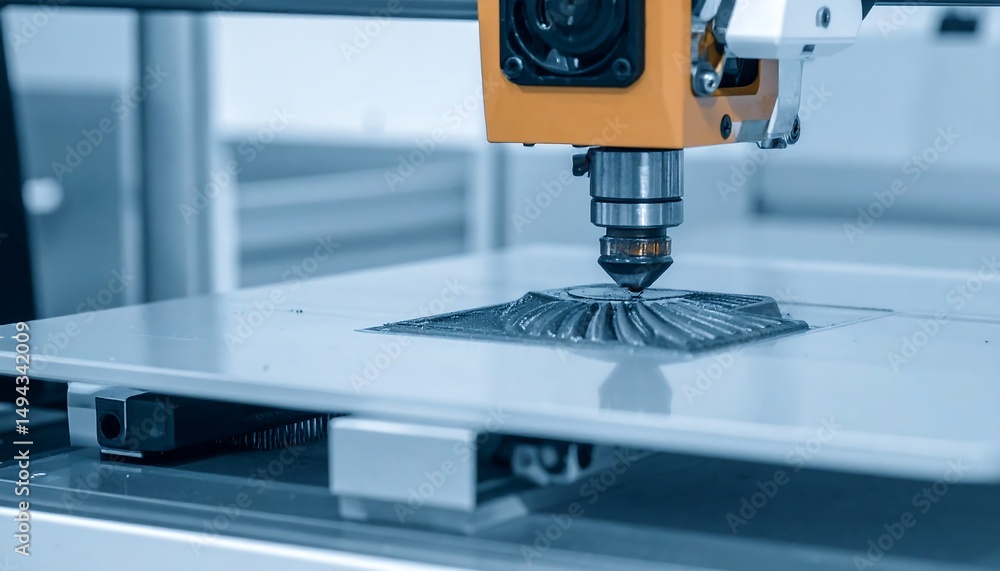 Poster cnc machine drilling a material sheet.