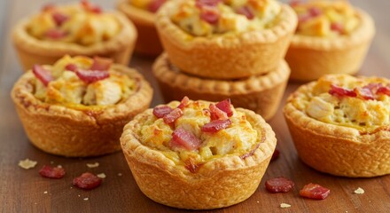 Delicious Chicken and Bacon Mini Quiches - Assortment of savory mini quiches filled with chicken, bacon, and cheese, perfect for appetizers or a light meal