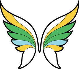 Fototapeta premium Beautiful Line Drawing of Magic Rainbow Wings