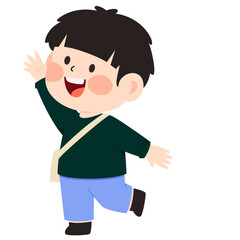 Kindergarten Boy Greeting Illustration