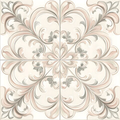 Fototapeta premium Seamless floral tile patterns combining cultural, modern