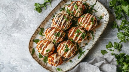 Roasted Cauliflower Bites with Creamy Sauce and Herbs