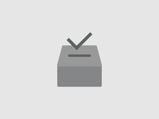 A simple illustration of a gray ballot box with a slot at the top