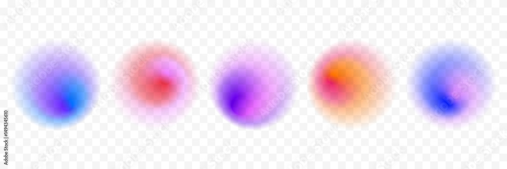 Poster blur circle gradient shape set. pastel colored smooth sphere gradation collection. y2k blurry round 