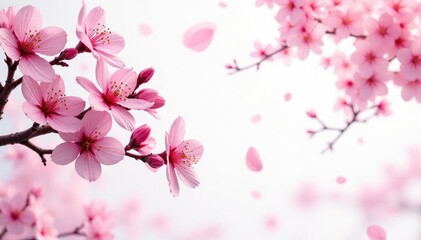 Fototapeta premium Intricate sakura branch pattern, vibrant pink hues on white, sakura, pink, print