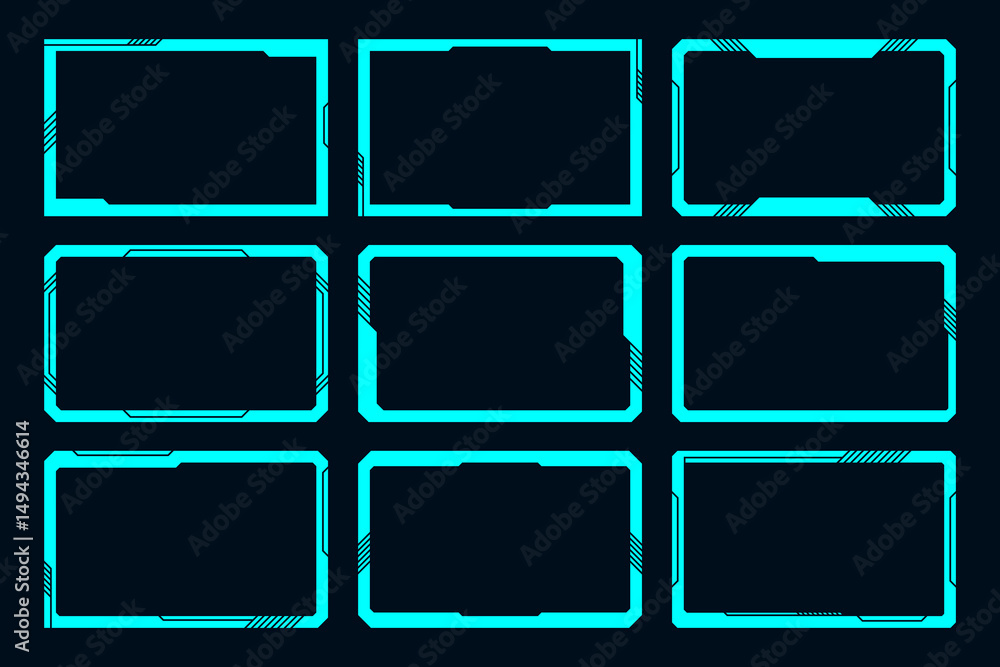 Poster frame hud square shape futuristic interface design element