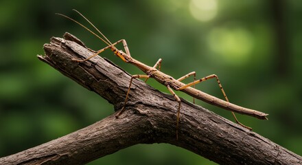 Stick Insect on Branch: A Close-Up Macro Photograph