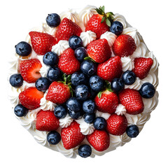 Obraz premium Berry topped cake overhead food dessert
