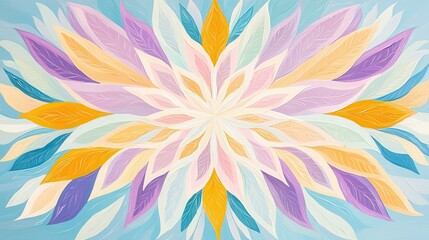 Pastel Floral Mandala Abstract Painting of Soft Hues and Intricate Leaf Design