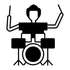 Male Drummer black icon