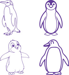 Fototapeta premium set of penguins on white background
