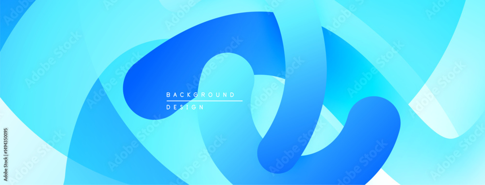 Aufkleber Abstract blue design. Smooth flowing shapes create dynamic visual effect. Light gradients enhance depth, modern aesthetic.