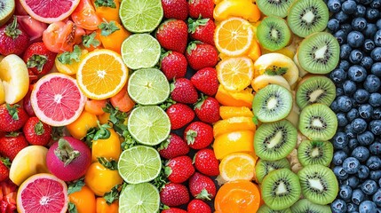 Vibrant Rainbow of Fresh Sliced Fruits