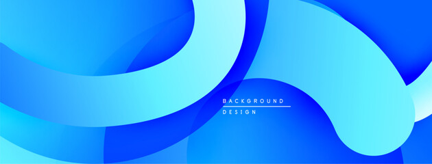 Abstract blue waves create dynamic backdrop. Smooth gradients offer modern aesthetic, ideal for digital projects.
