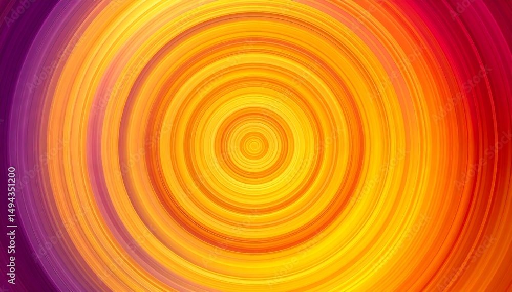 Poster concentric circles with warm colors abstract.