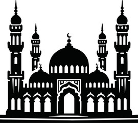 vector mosque icon illustration.Silhouette of mosque isolated simple vector art on white background