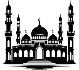 vector mosque icon illustration.Silhouette of mosque isolated simple vector art on white background