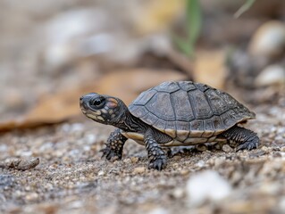 Fototapeta premium Juvenile Shell Bearing Reptiles Attaining Heat Regulation Abilities