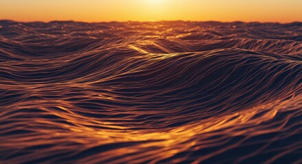 Ocean Waves at Sunset with Golden Light Reflections
