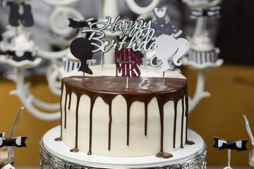 Elegant Drip Cake For Birthday Or Wedding Celebration