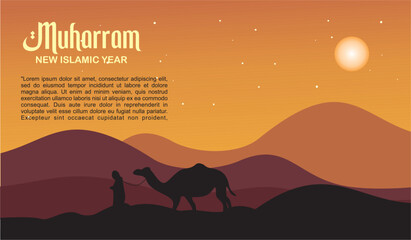 Happy New Hijri Year in Arabic English Greeting Card for new year Simple elegant Vector Art Design post card design idea