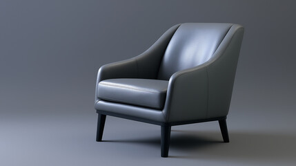 Elegant Dark Grey Armchair With Quilted Upholstery And Wooden Legs On Light Background
