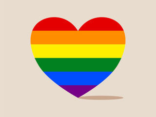 Rainbow heart pride symbol colorful LGBTQ equality love celebration happiness diversity support. vibrant rainbow heart neutral background represents LGBTQ pride love equality and diversity