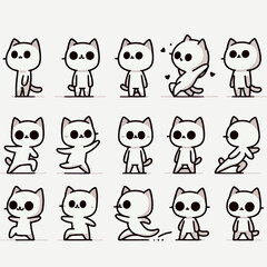 set vektor cat character for animation 