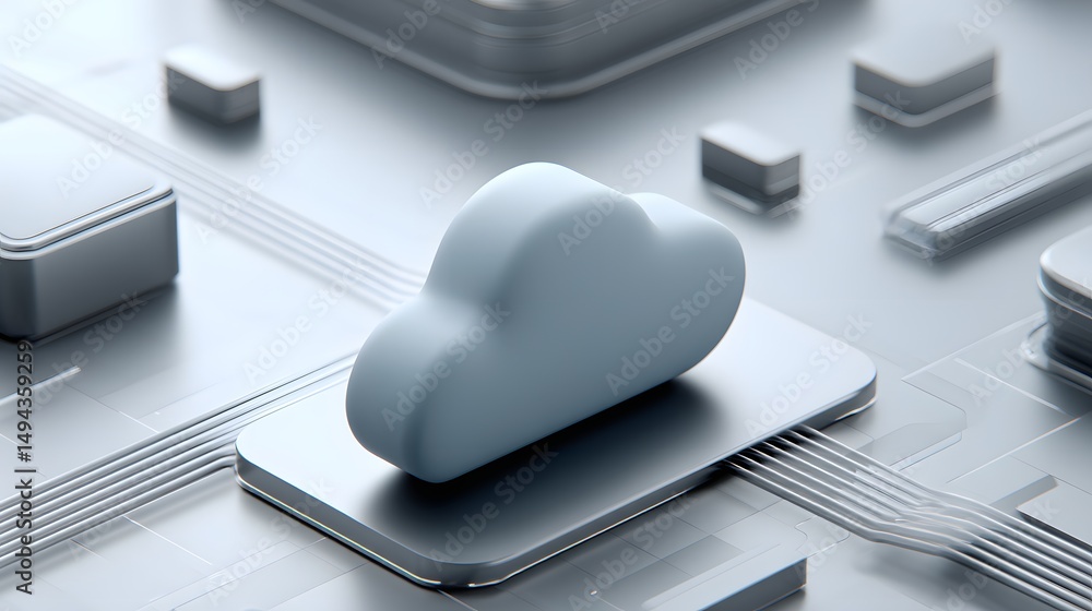 Aufkleber isometric illustration of cloud storage for downloading, representing a digital service or applicati