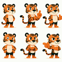 set vektor tiger character for animation 