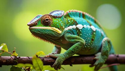 Obraz premium Panther Chameleon – Vibrant Colors of a Madagascar Reptile in Close-Up View