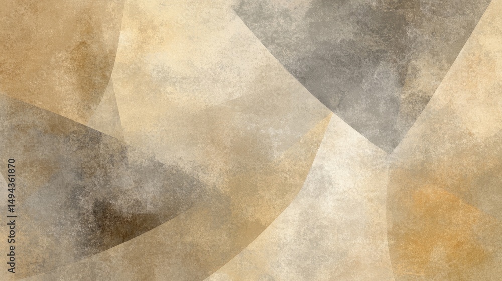 Poster abstract design with muted tones and overlapping shapes.