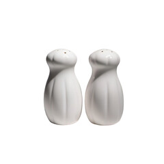 White Salt and Pepper Shakers Isolated on White Background