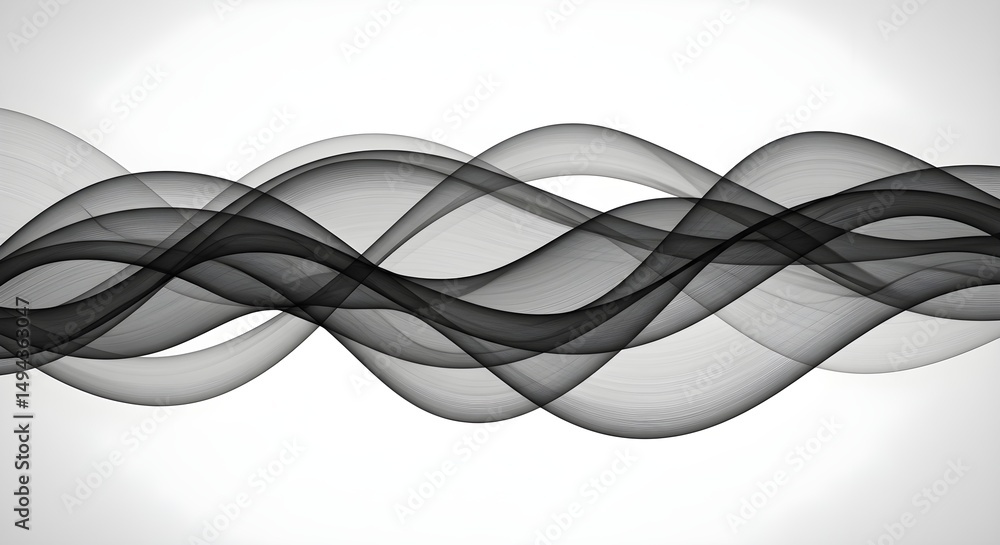 Poster abstract design of swirling smoke. dark grey smoke patterns float smoothly. wispy smoke shapes form 
