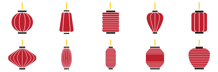 Chinese Japanese lanterns vector for cultural events, festival decor, or traditional celebration. Ideal for Lunar New Year, Mid-Autumn, or Asian street visuals.