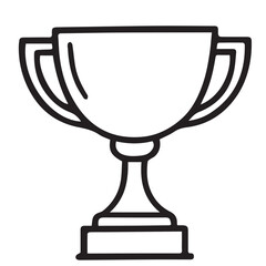 A black and white trophy vector with solid black outlines presents a clean, simple design, perfect for icons, certificates, or award themes.

