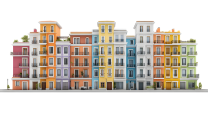 Colorful buildings architecture urban scene cityscape